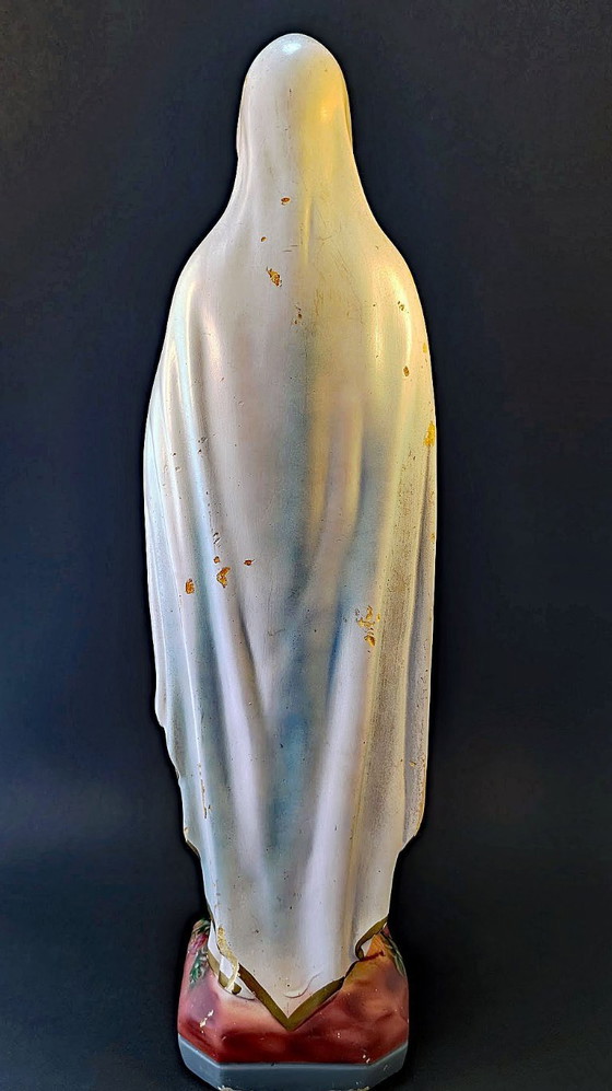 Image 1 of Statua vintage della Madonna di Lourdes - In gesso/argilla dipinta a mano - Decorazione religiosa