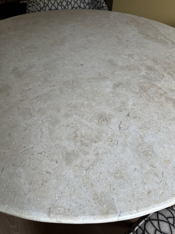Image 1 of Round travertine dining table