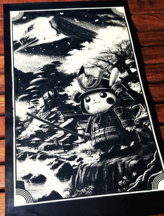 Image 1 of Kunstwerk Pikachu (Pokemon) Storm over Fuji