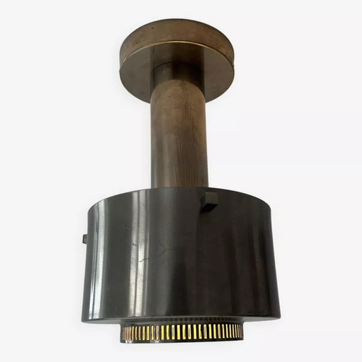 Lampadario modernista vintage, metallo cromato, Francia 1940