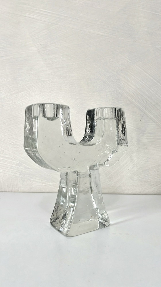 Image 1 of Pukeberg Brutalistisch glazen kandelaar, 1970