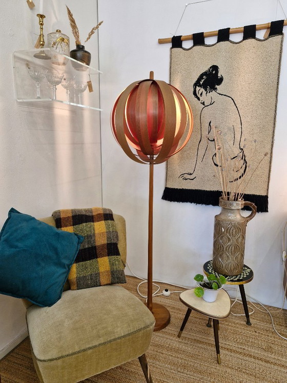 Design danois 'Moon Lamp' Agne Jacobsson années 70 – Hans-Agne Jakobssen, Lampadaires, Bois (photo 7 of 9)
