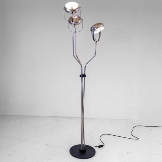1x Vintage Reggiani Chrome Floor Lamp with Adjustable Lights, Italy, 1960s, Floor lights, Metal, Black (photo 7 of 15)