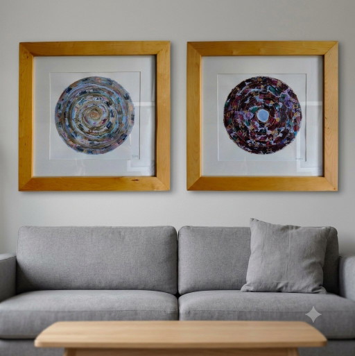Beautiful Diptych by Ilse Blesing (2002) – Mixed Media in Birch Wood Frames