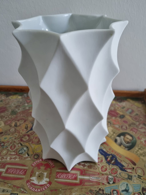 60er Jahre Gerold Porzellan Vase, Bavaria, Mid-Century, Biskuit, geometrisch