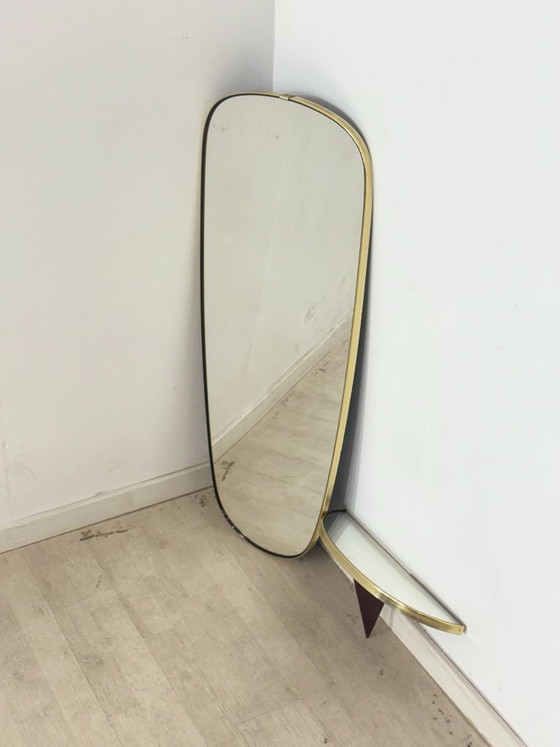 Image 1 of Espejo Johansen Copenhagen con consola / Espejo de pared de mediados de siglo / Diseño danés de los años 60
