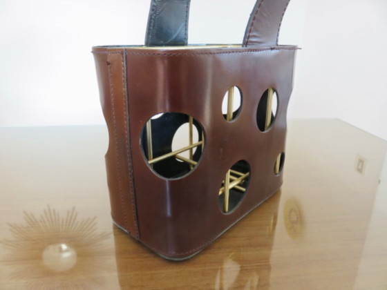 Image 1 of Porte bouteilles en cuir attribué à Jacques Adnet pour les Cognacs J & F Martell, France, 1950