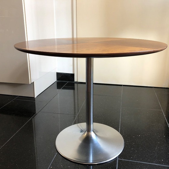 Image 1 of Rare opal side table tulip base walnut star veneer