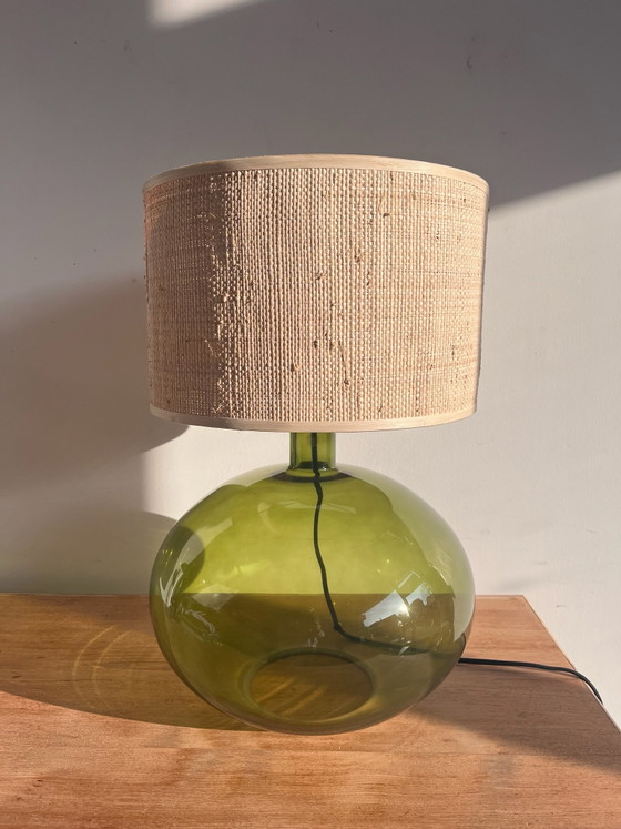 Anne Nilsson green glass lamp rattan shade IKEA vintage – Table lamps (photo 4 of 5)
