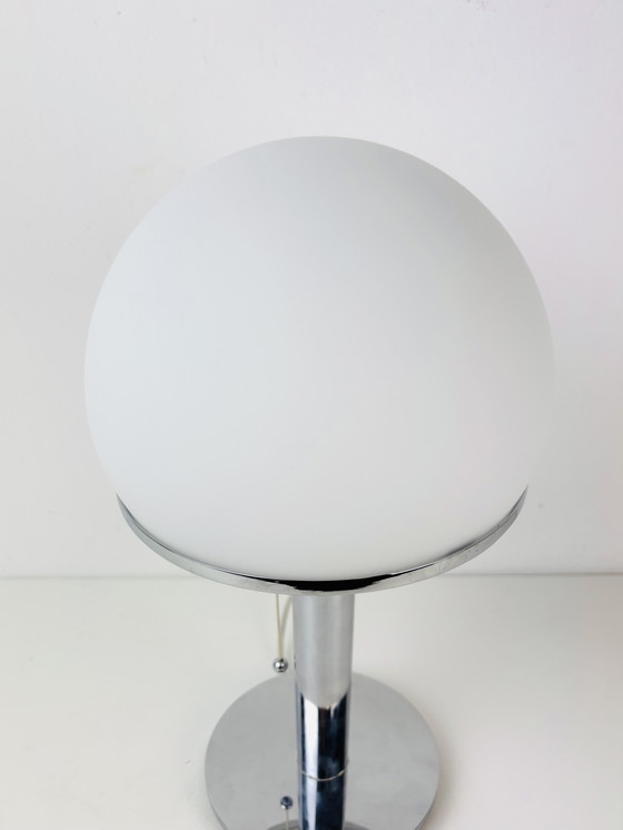 Image 1 of Lampe de table champignon chromée Art Déco, style spatial, Bauhaus