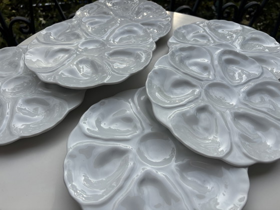 6 Assiettes à Huîtres Majolique – majolique française, Geschirr, Ceramic (photo 4 of 15)