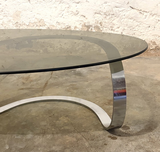 Image 1 of salontafel infinity structure courbée métal chromé verre