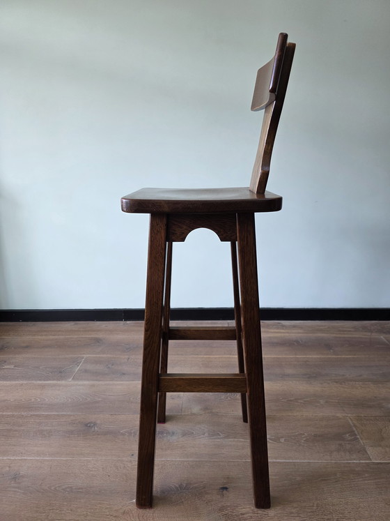 Image 1 of Vintage eiken barkrukken set met kapiteinstoel