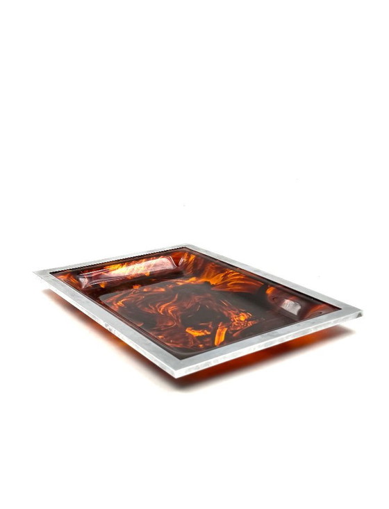 Image 1 of Hollywood regency brass and tortoiseshell lucite tray, Italy 1970s