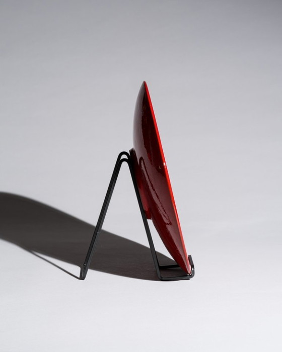 Image 1 of Melitta Ceracron Sculpturale Rode Keramische Opladerkom Wandbord Duitsland jaren 70 WGP