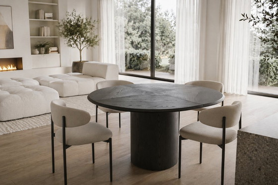 Image 1 of Table ronde/carrée de style Bauhaus en chêne noir