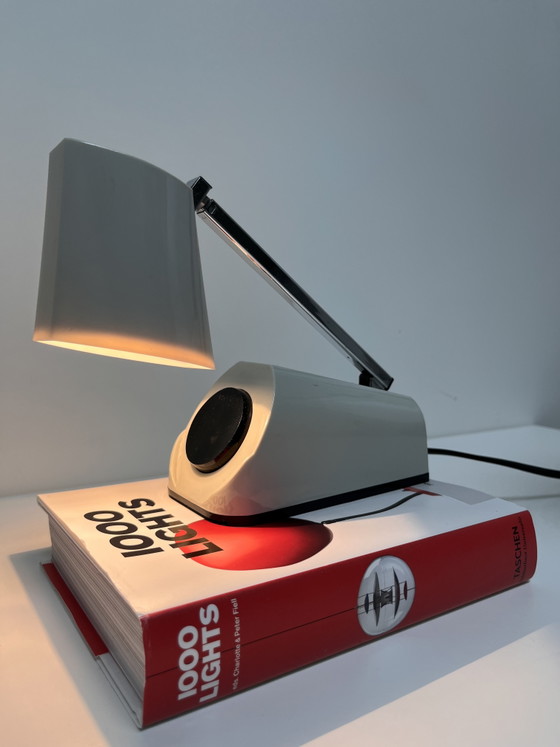 Image 1 of HBH grey MINI table lamp or desk lamp by H. Bødtcher-Hansen, design by Panton Fog & Mørup.