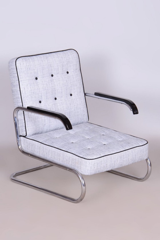 Set of Two Original Bauhaus Armchairs, by Mücke-Melder, Beech, Czech, 1930s – Textile, Wood (photo 10 of 17)