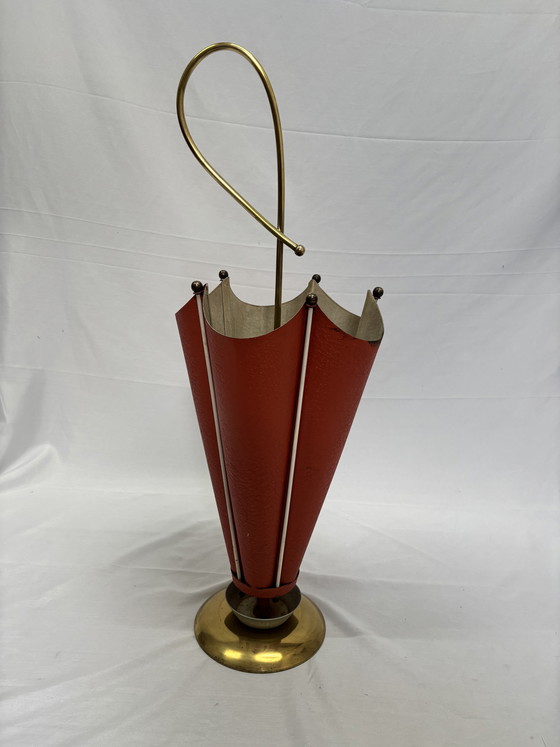 Image 1 of Vintage Mid-Century design paraplubak jaren '50/'60 rood