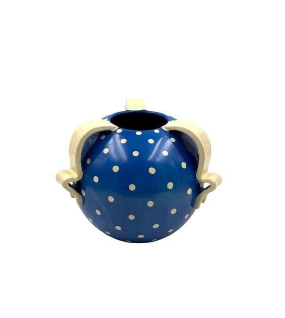 Image 1 of Art Deco blue ceramic vase, Rometti, Umbertide Italy 1930s