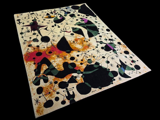 Alfombra de lana anudada a mano – Diseño de Joan Miró, base de algodón (260 x 190 cm) – Wool (photo 7 of 9)
