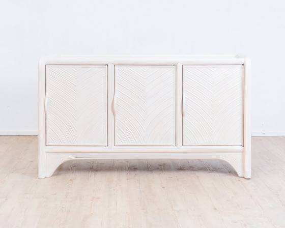 Image 1 of Mid-Century Sideboard Pencil Reed / Reed Rods, Coastal Design 80s.