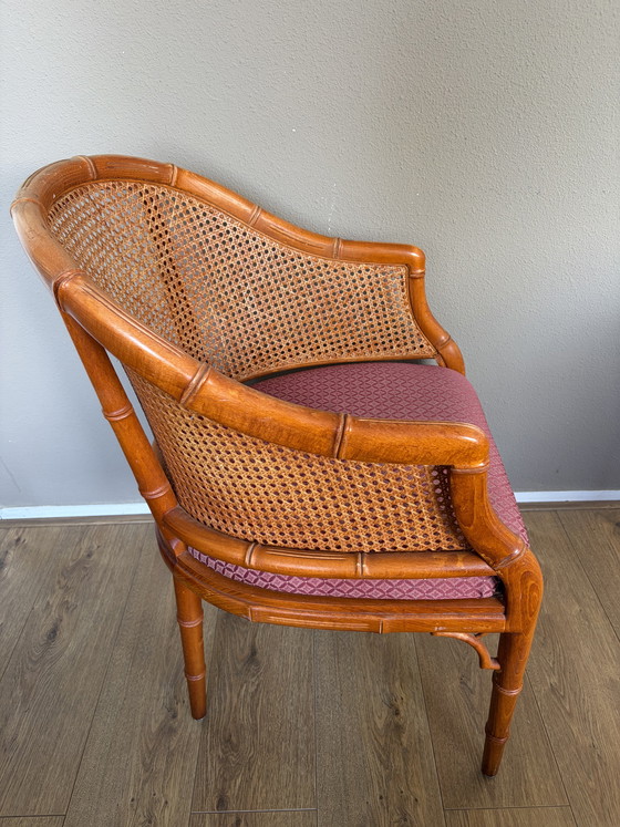 Image 1 of 4 vintage Giorgetti webbing faux bamboo dining chairs