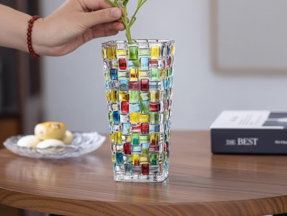 Image 1 of Hand-painted colored woven glass vase