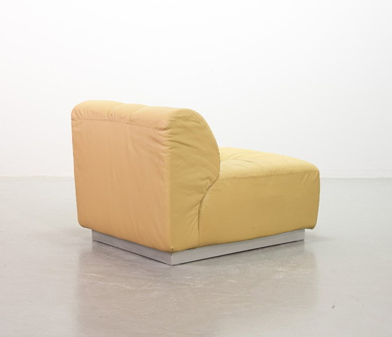 Image 1 of Distinguished Mid-Century Sandy Leather Domaine Modular Walter Knoll Sofa Designed by Bernd Münzebrock, 7 Elements. Germany, 70s