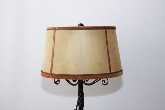 Image 1 of Lampe Beistelllampe Eisen Kunstleder 73cm Vintage