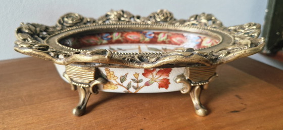 Image 1 of Badkameraccessoires- Porselein en brons - Napoleon III stijl