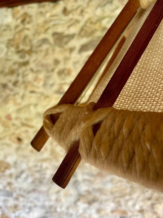Image 1 of Suspension en bois et jute, style scandinave vintage, années 1960