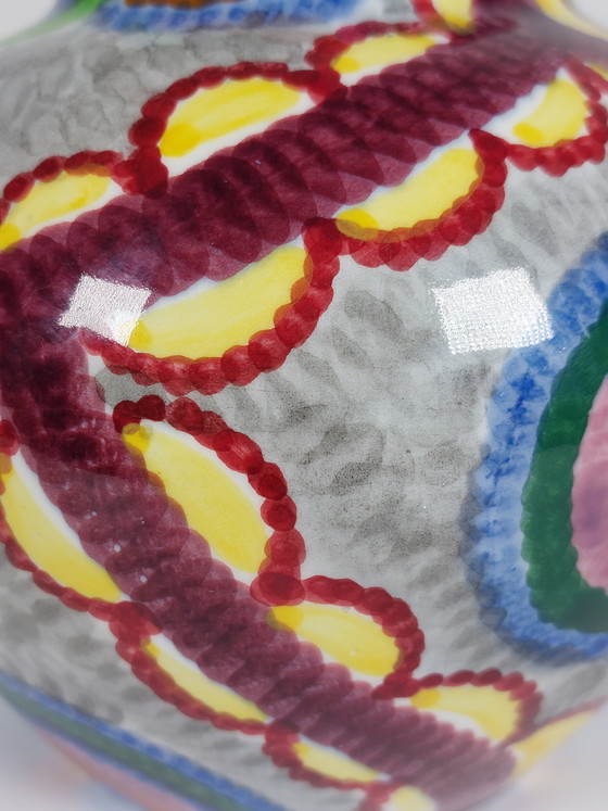 Image 1 of Hand-painted Art Deco Schramberg Eva Stricker Zeisel vase tapestry