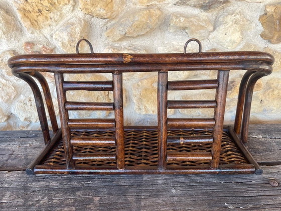 Image 1 of Vintage wandplank van bamboe en rotan uit het midden van de 20e eeuw, jaren 60.