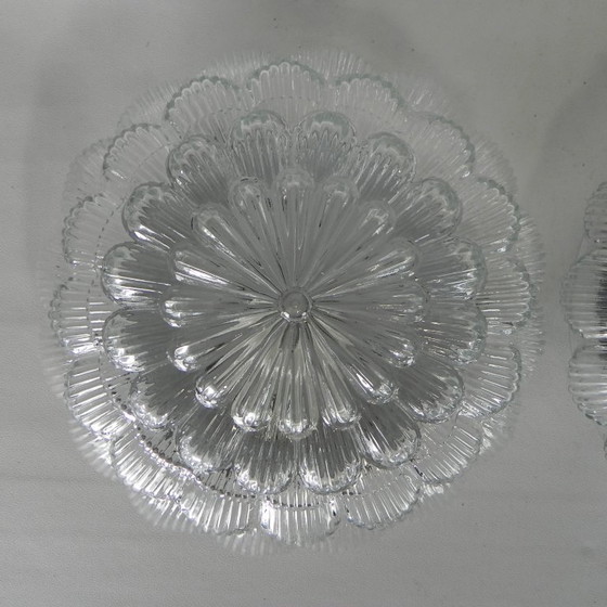 Set di 2 Plafoniere vintage in vetro, anni '70, Metallo, Trasparente (foto 5 di 13)