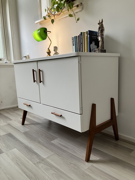 Vintage cabinet dresser | teak & white