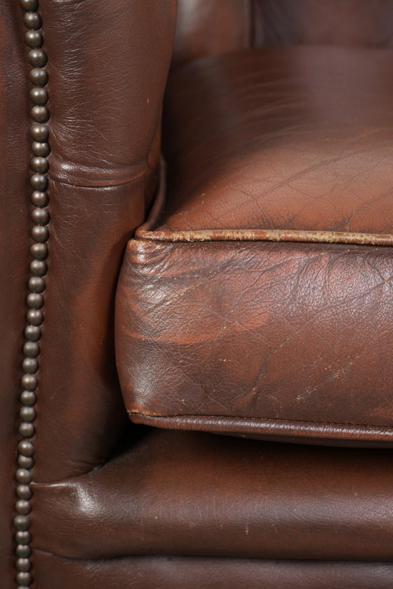 Image 1 of Vintage Brown Cowhide Leather English Chesterfield 2.5-Seater Sofa