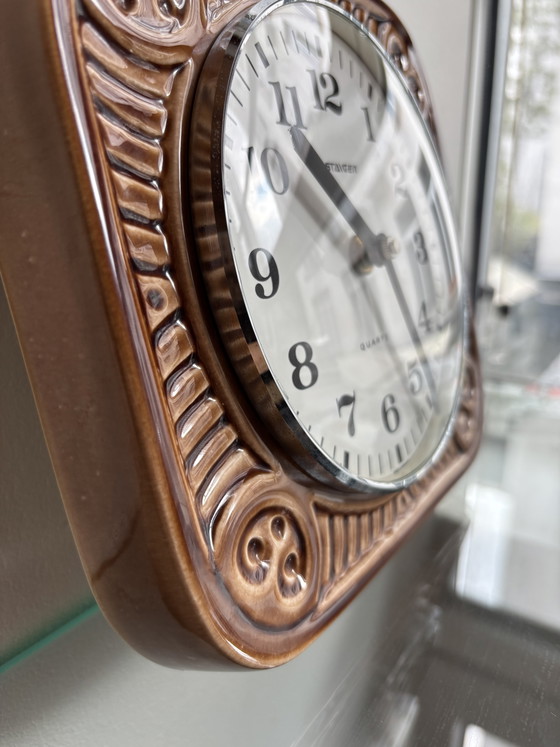 Staiger Quartz Ceramic Wall Clock – West Germany – 1970s – Metal (photo 4 of 5)