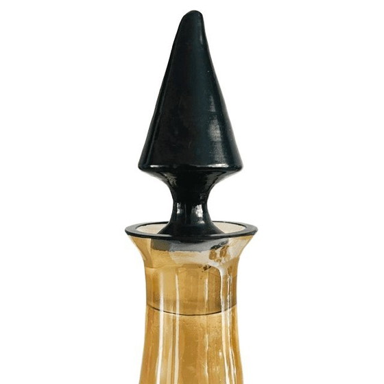 Image 1 of Antieke art deco iriserende amberkleurige karaf set van 5 1920's