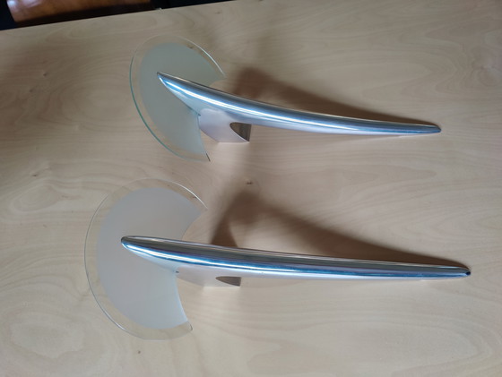 Image 1 of Juego (2) Apliques Alien, Diseñado por Joan Auger y Producido por Taller Uno / Metalarte en España en los años 80