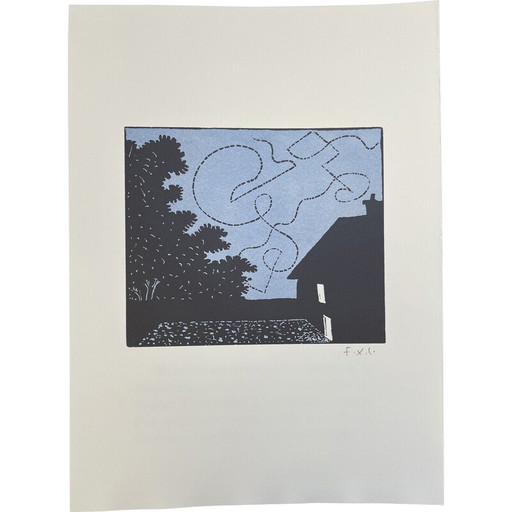 Vintage woodcut "the bat" by François Xavier Lalanne, 2003s