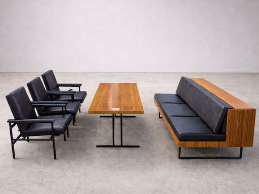 Retro-Sofa, Sessel und Tisch, 1960er Jahre, „Belmondo“, Tschechoslowakei