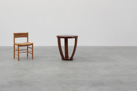 Image 1 of Art Deco side table in wood and chess style veneered top, France ca. 1940