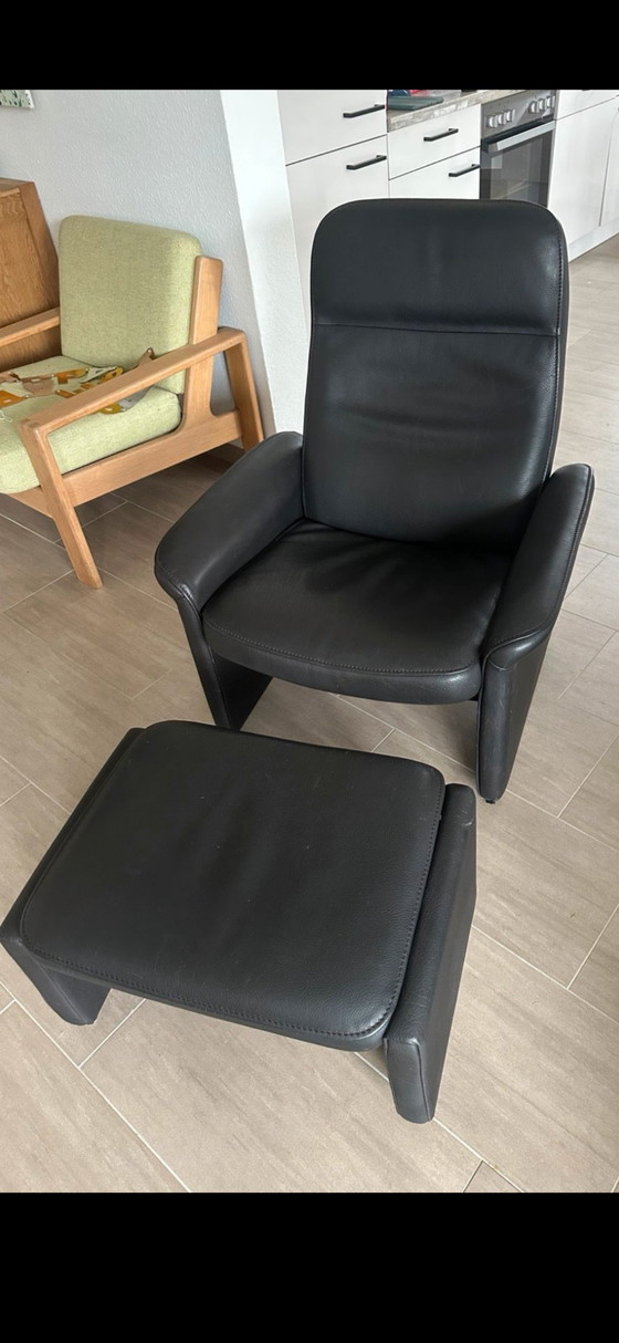 Image 1 of Designer Sessel Hocker De Sede 50 Leder schwarz 