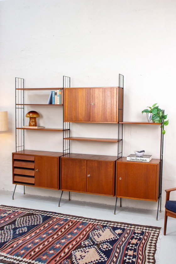 Image 1 of Vintage teak string shelf sideboard highboard 60s