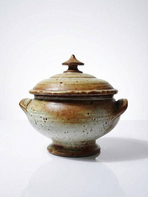 Glazed stoneware pot, Prudhomme La Borne vintage 1970s-80s
