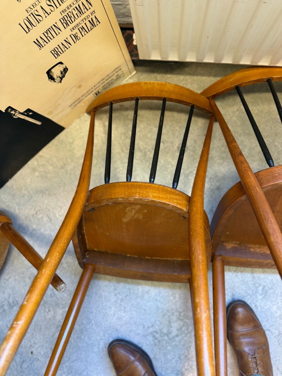 Set di 4 sedie da pranzo vintage Mid-Century con schienale a fuso – ca. 1962 – Legno (photo 11 of 15)