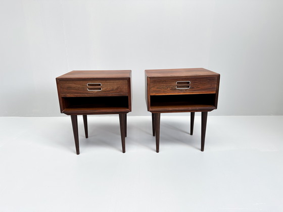 Image 1 of Set Of 2 Rosewood Nightstands By Johannes Andersen For Dyrlund 1960S