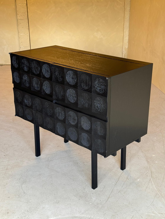 Image 1 of Brutalist Bar Cabinet in Black Stained Oak by J. Batenburg for MI Belgium