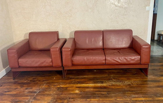 Image 1 of Set di divano a 2 posti e 1 poltrona korium km 3/1 di Tito Agnoli per Matteo Grassi, Italia, anni Ottanta.